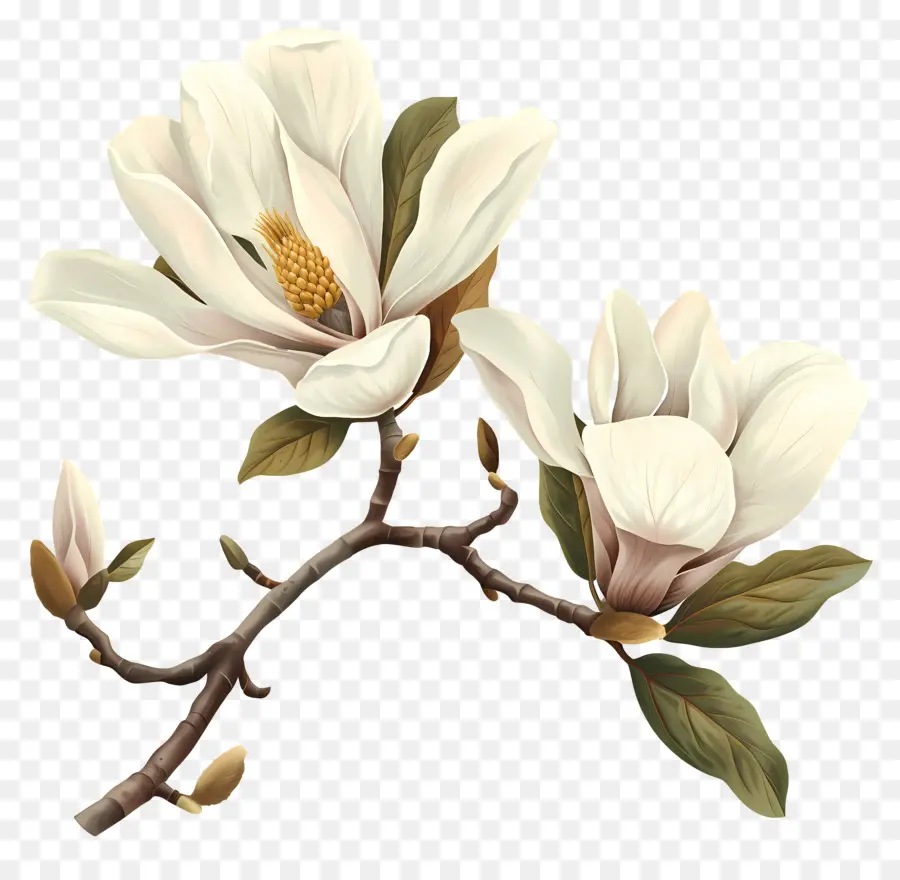زهور ماغنوليا，أزهار بيضاء PNG
