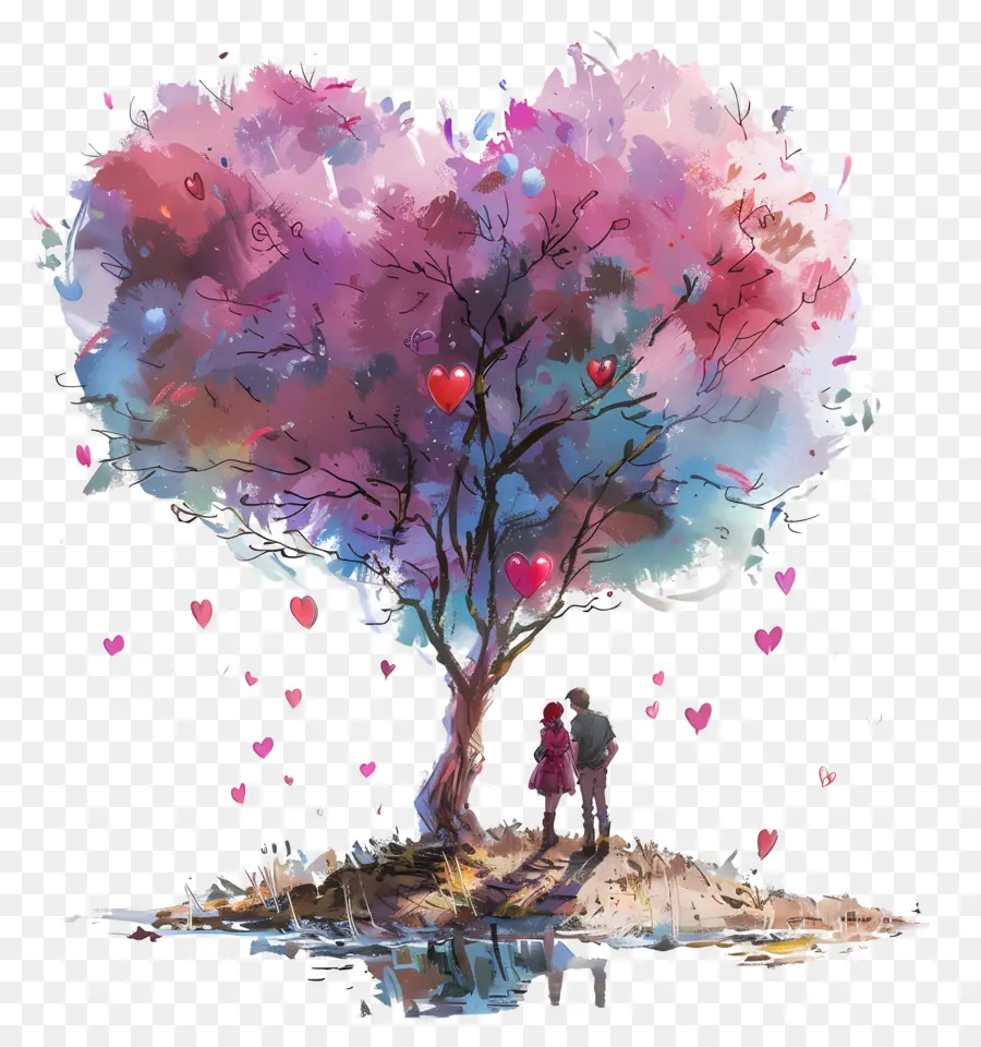 تصميم الحب，شجرة على شكل قلب PNG