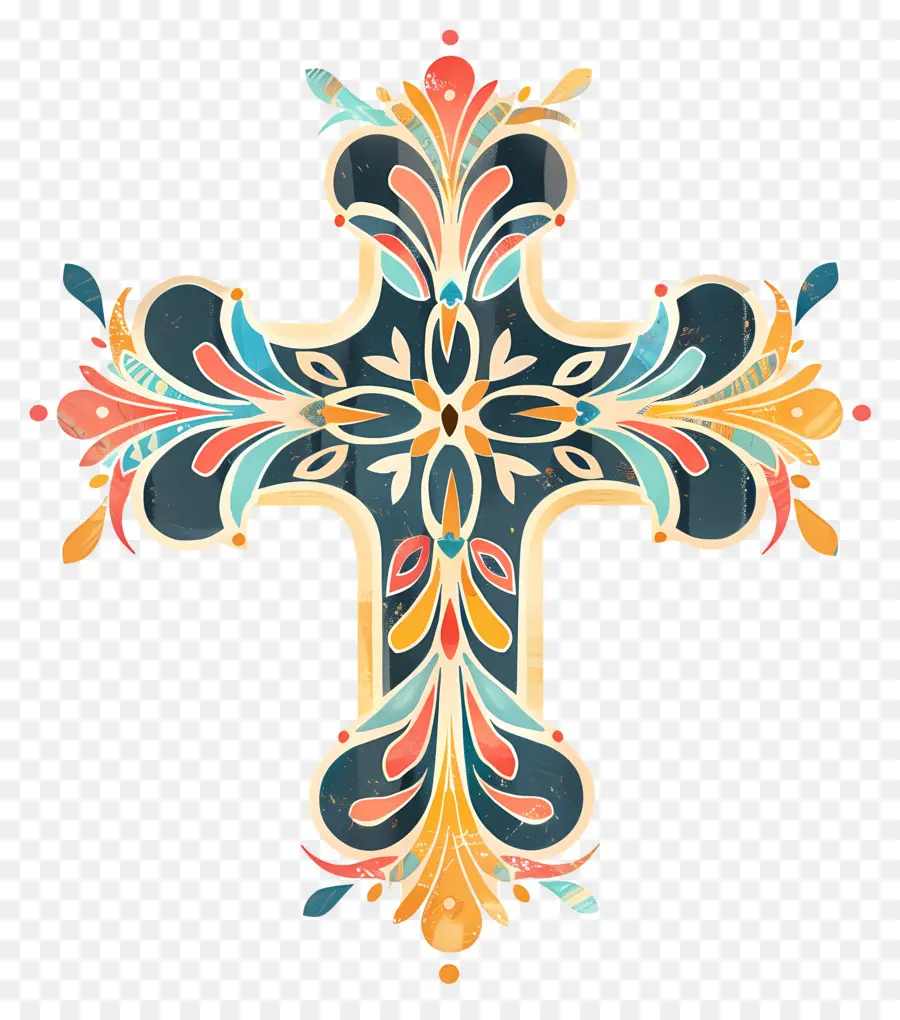 الصليب المسيحي，تصميم الأزهار PNG