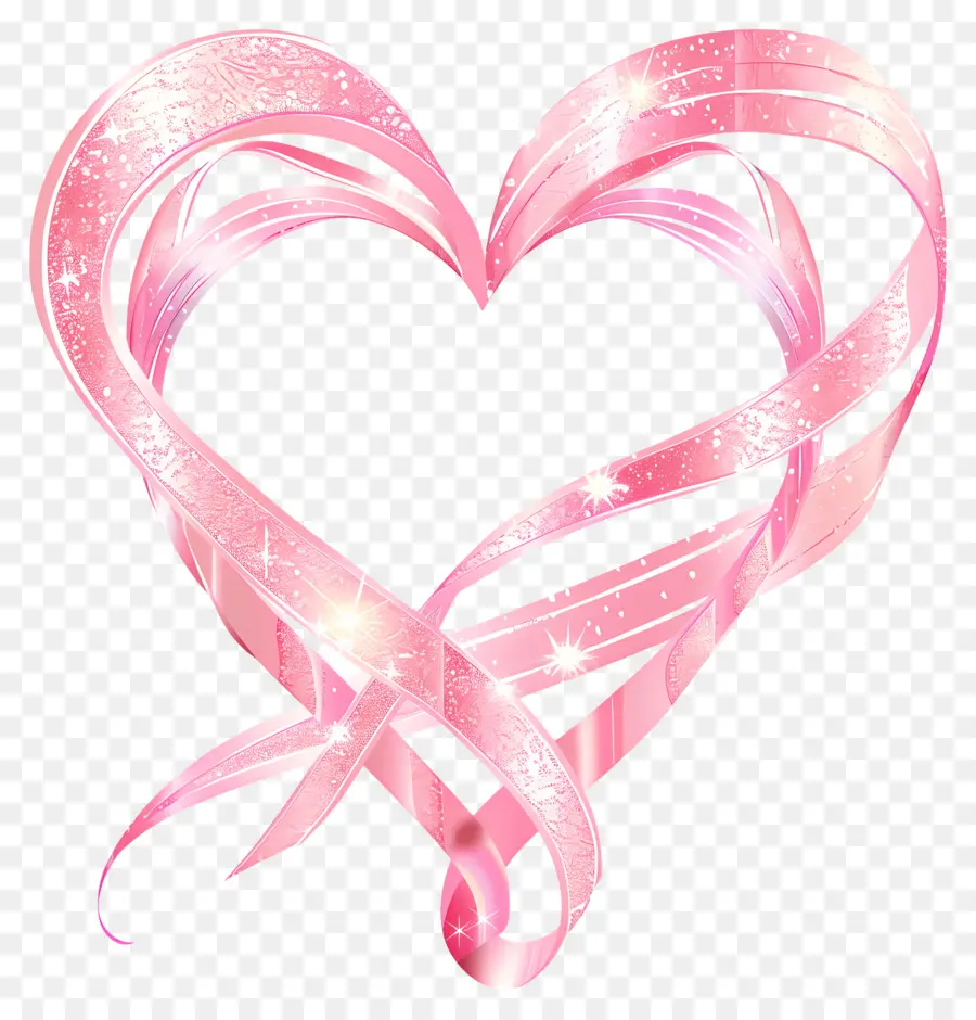 القلب الوردي，قلب الشريط الوردي PNG