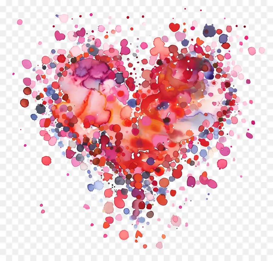 تصميم الحب，ألوان مائية القلب PNG