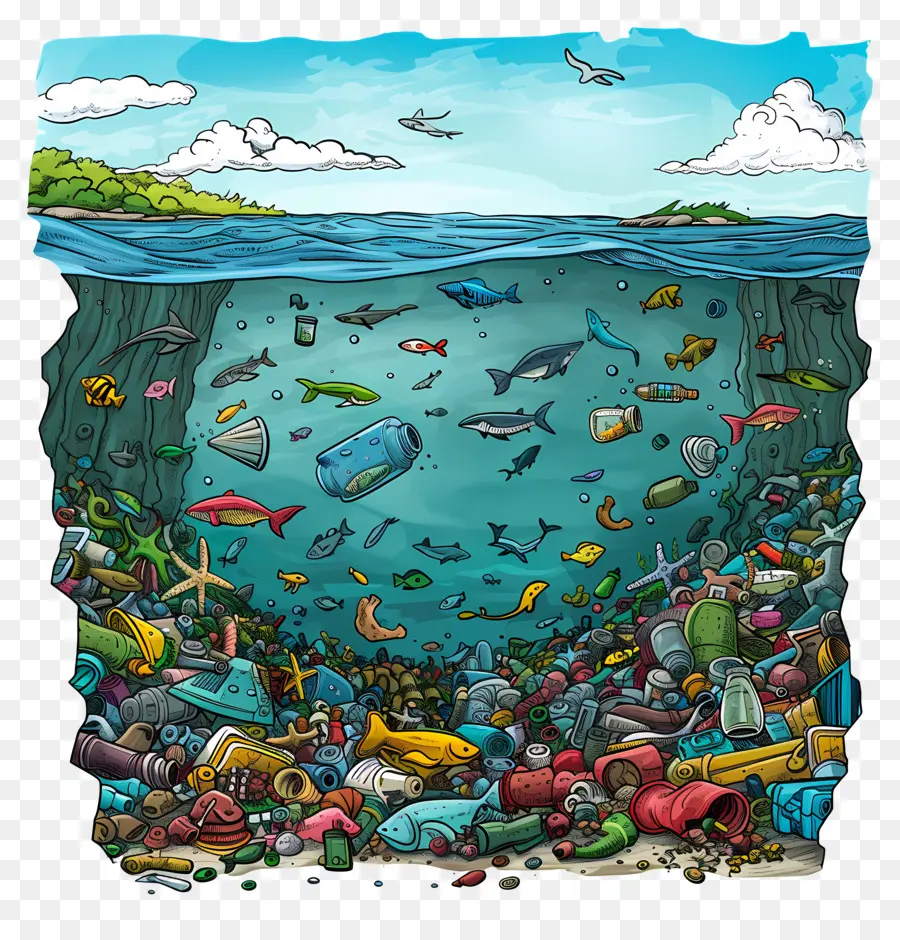 النفايات البلاستيكية，الحطام البحري PNG