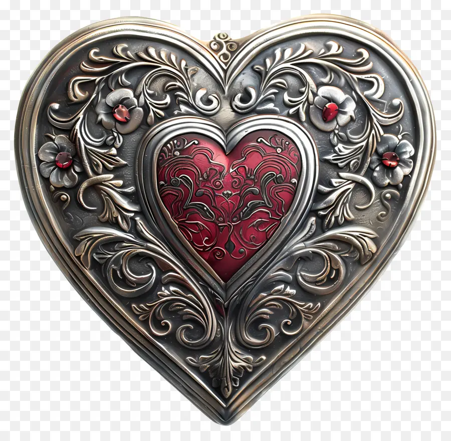 تصميم الحب，صندوق فضي على شكل قلب PNG