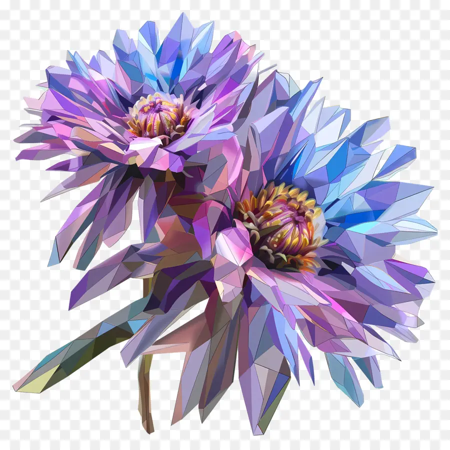 زهرة رقمية，الأرجواني الزهور PNG