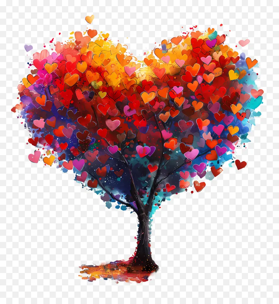 تصميم الحب，شجرة على شكل قلب PNG
