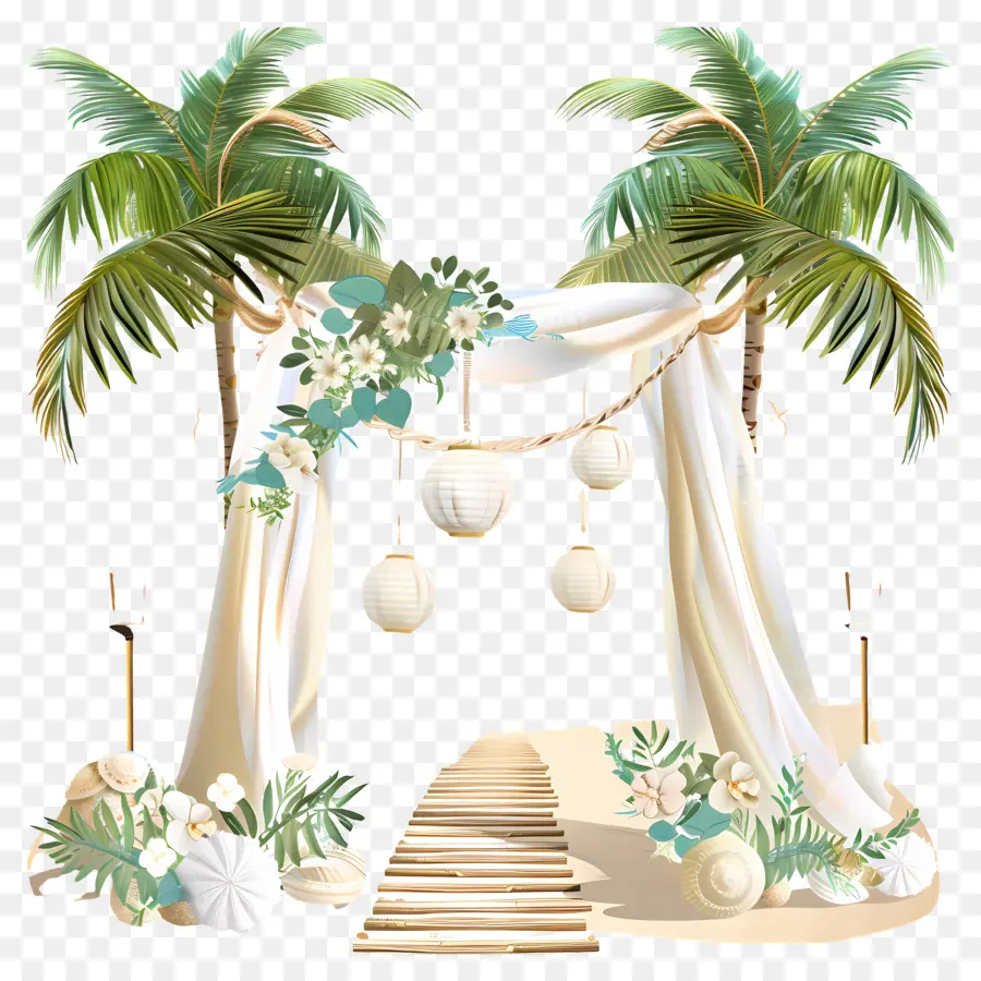 حفل زفاف الشاطئ，زينة الزفاف في الهواء الطلق PNG