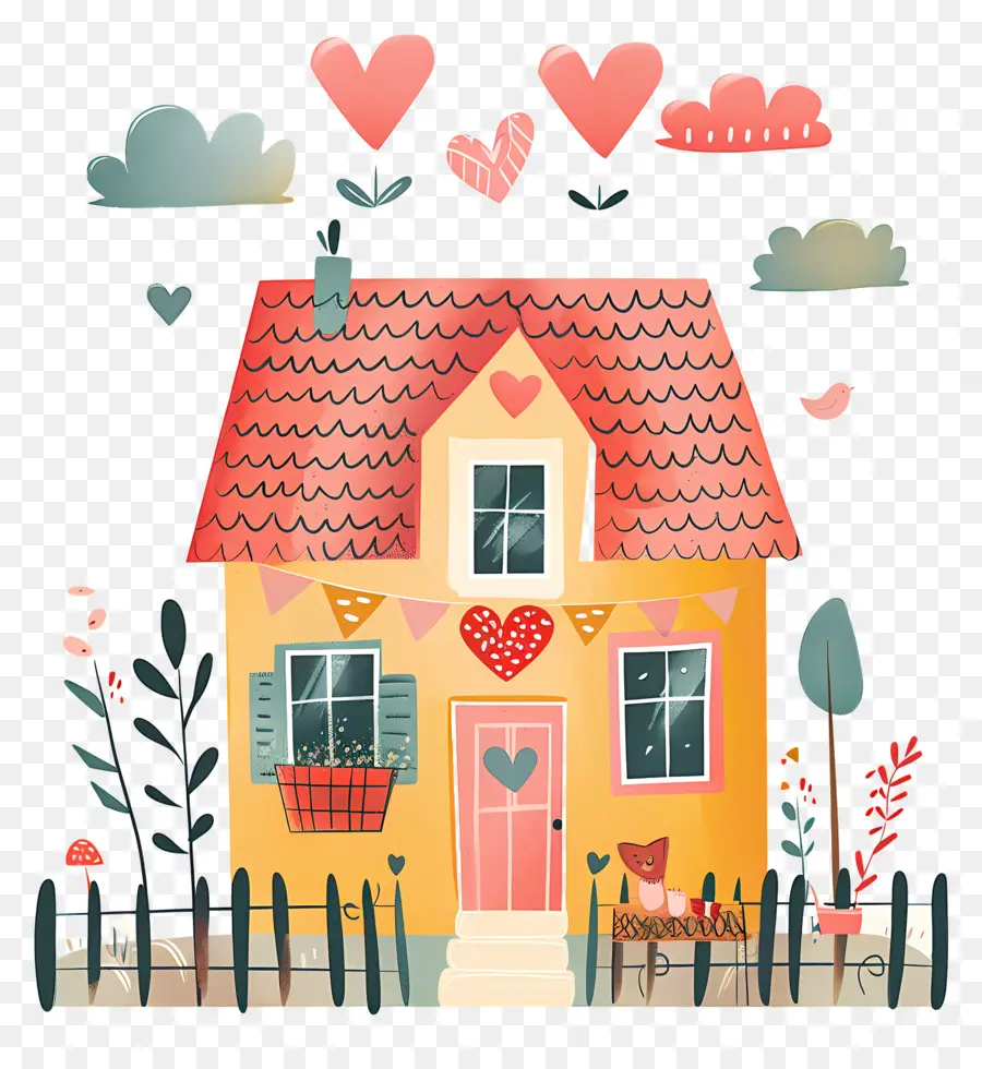 تصميم الحب，منزل صغير PNG