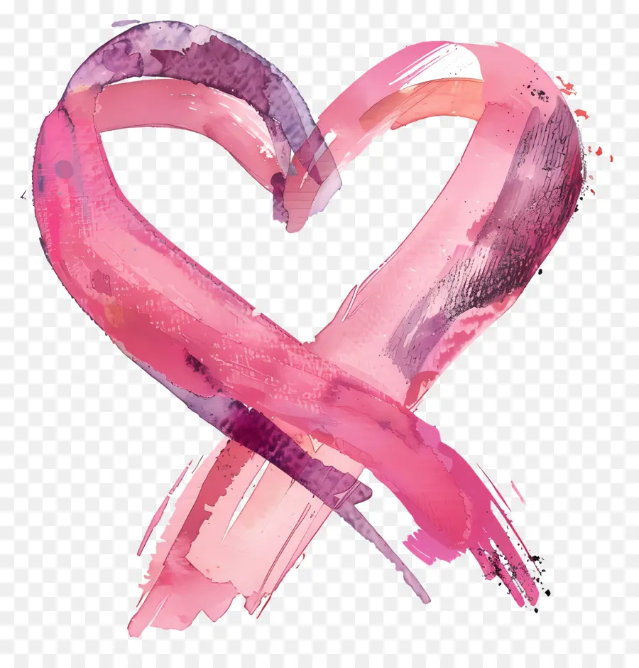 القلب الوردي，الرسم بالألوان المائية PNG