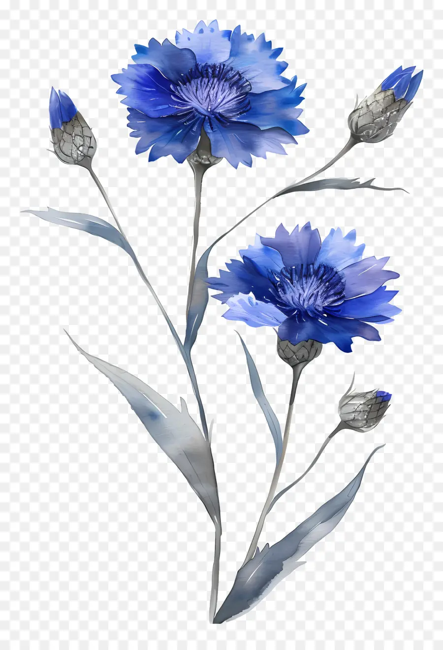 تدفقات الذرة الزرقاء，الزهور الزرقاء PNG