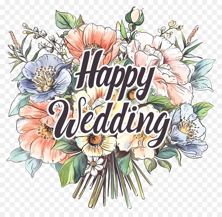 زواج سعيد，باقة من الزهور PNG