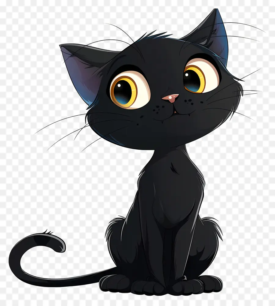 القط الأسود，عيون صفراء PNG
