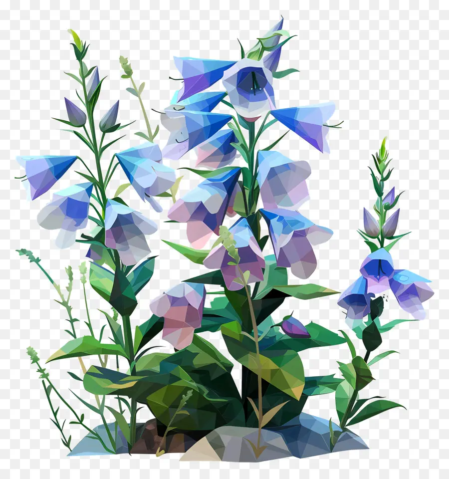 فن الزهور الرقمية，الزهور البرية الزرقاء PNG