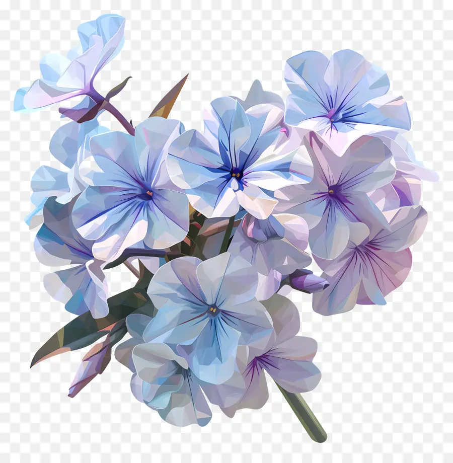 فن الزهور الرقمية，الزهور الزرقاء PNG