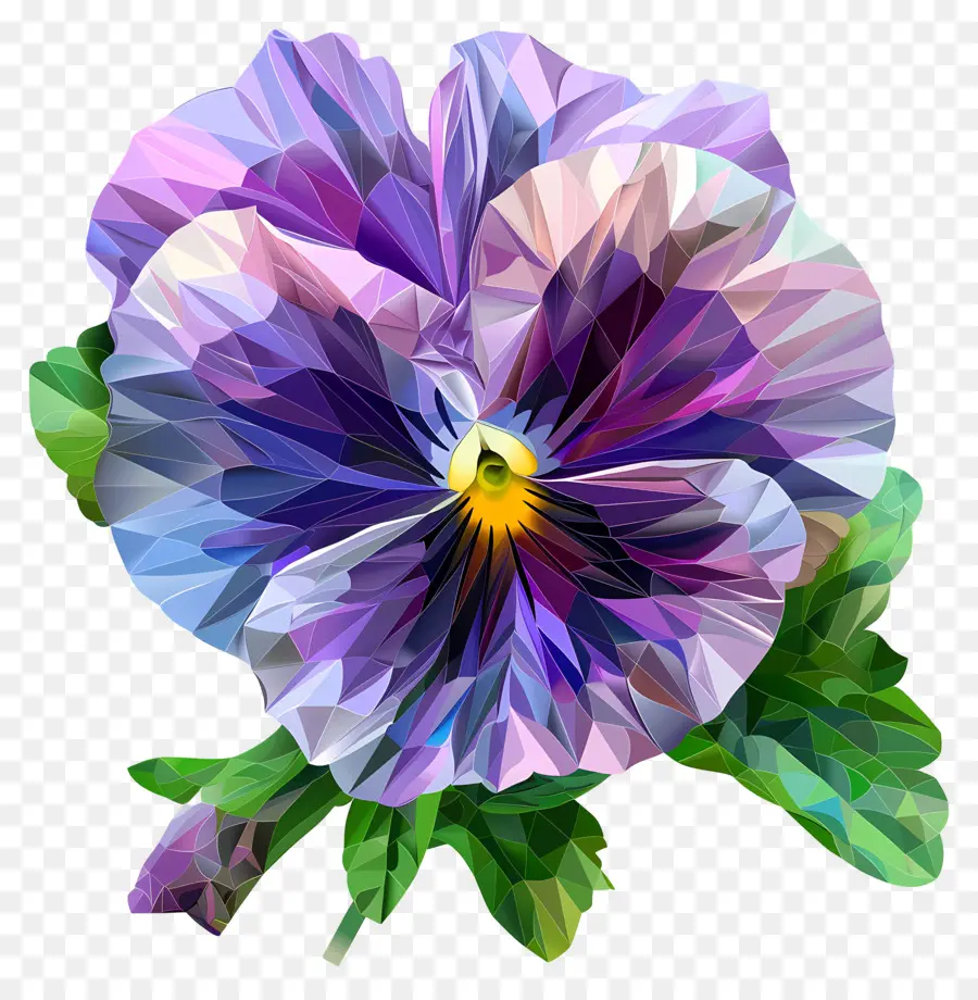 فن الزهور الرقمية，الأرجواني بانسي PNG
