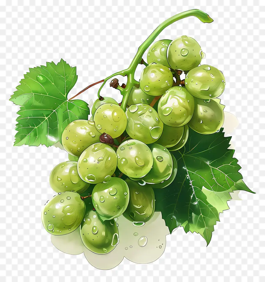 العنب الأخضر，قطرات الندى PNG