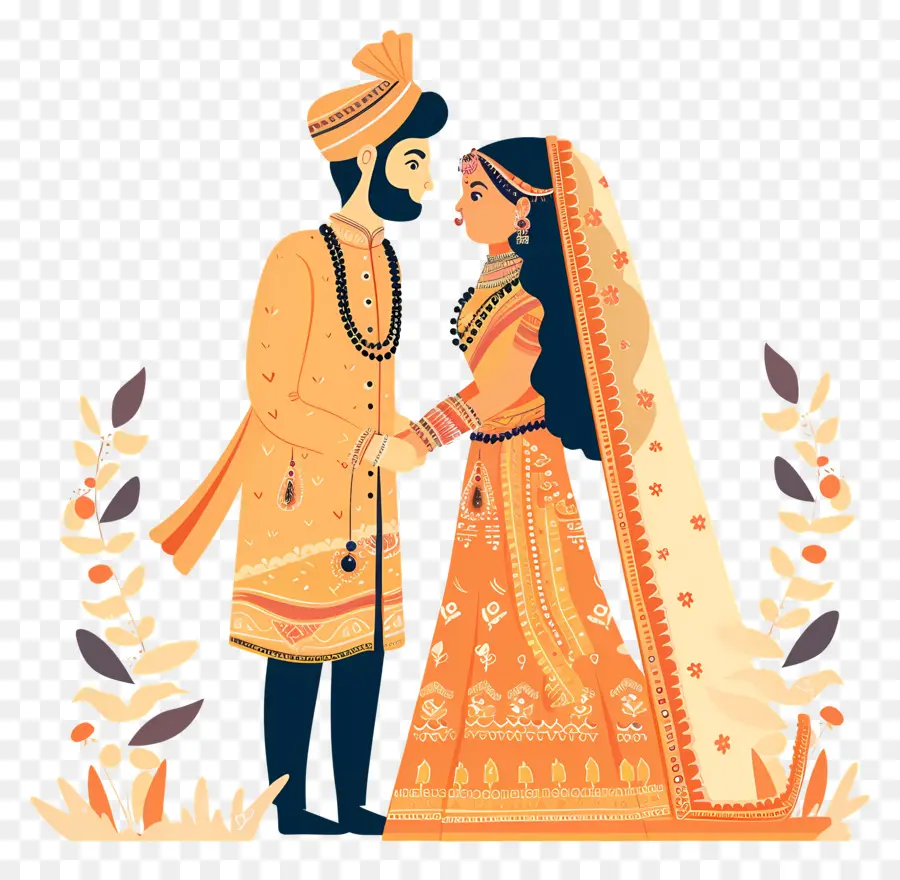 الزفاف الهندي，زوجين جدد PNG