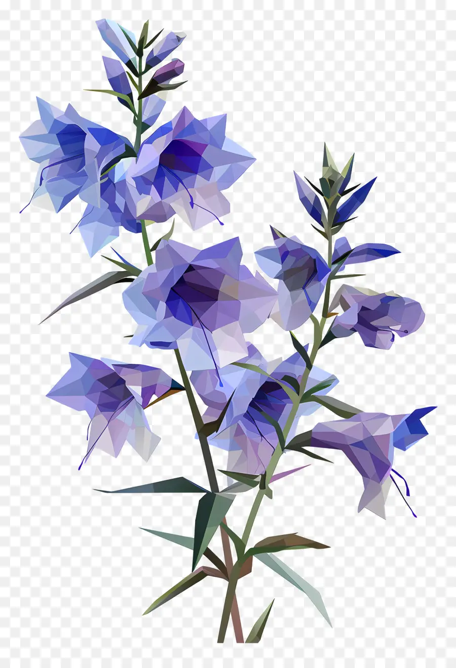فن الزهور الرقمية，زهور الجرس الأزرق PNG