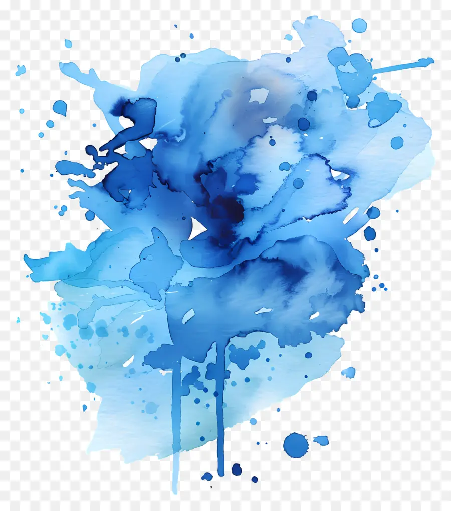 الأزرق المائية سبلاش，الرسم بالألوان المائية PNG