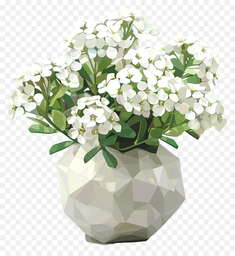 فن الزهور الرقمية，زهرية بيضاء PNG