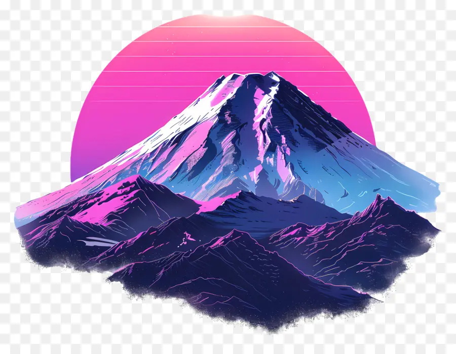 جبل Vaporwave，موجه تبخير PNG