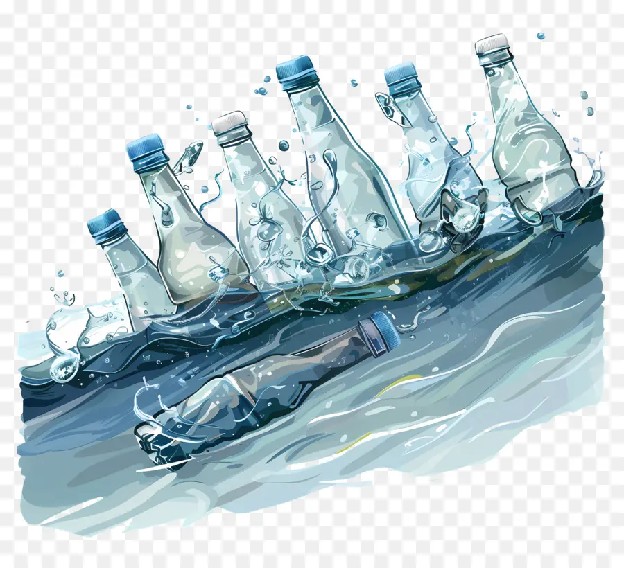 الزجاجات البلاستيكية，تأثير بيئي PNG