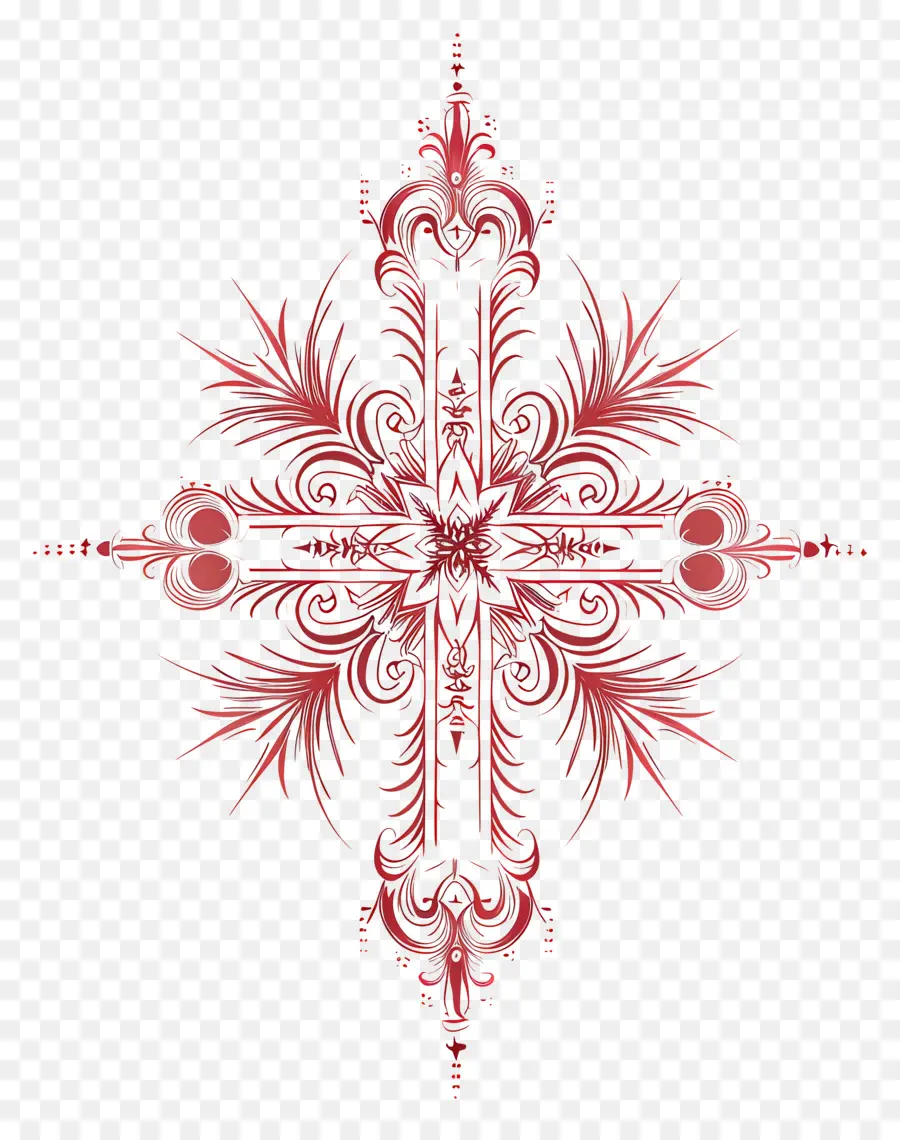 الصليب المسيحي，تصميم الأزهار الحمراء PNG