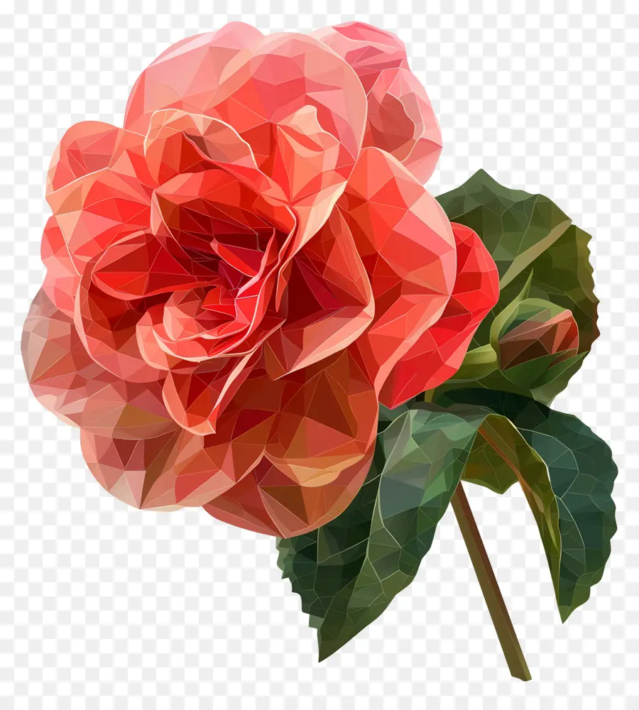زهرة رقمية，وردة حمراء PNG