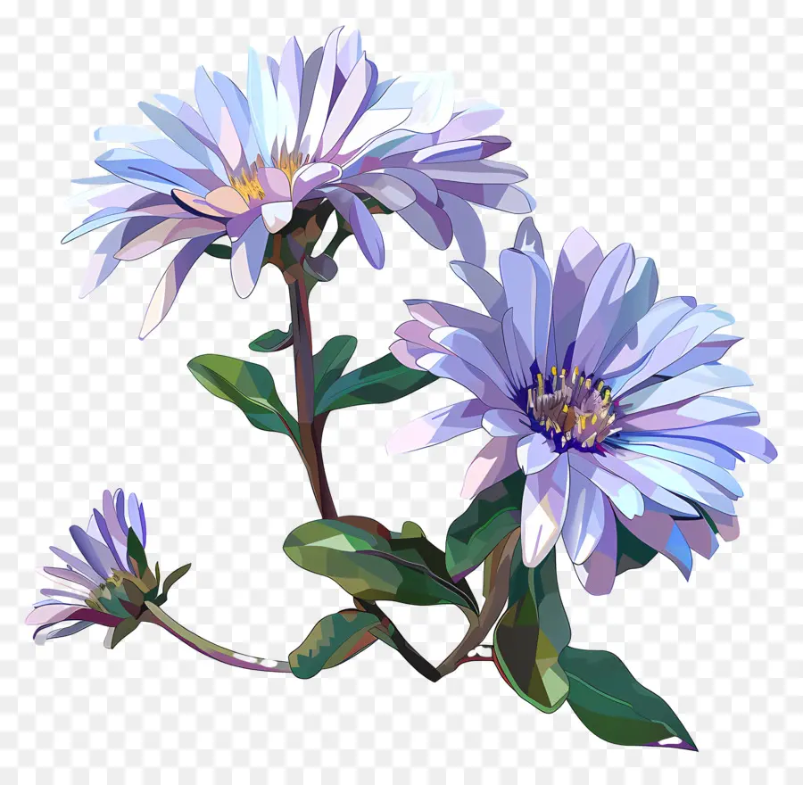 زهرة رقمية，الزهور الزرقاء PNG