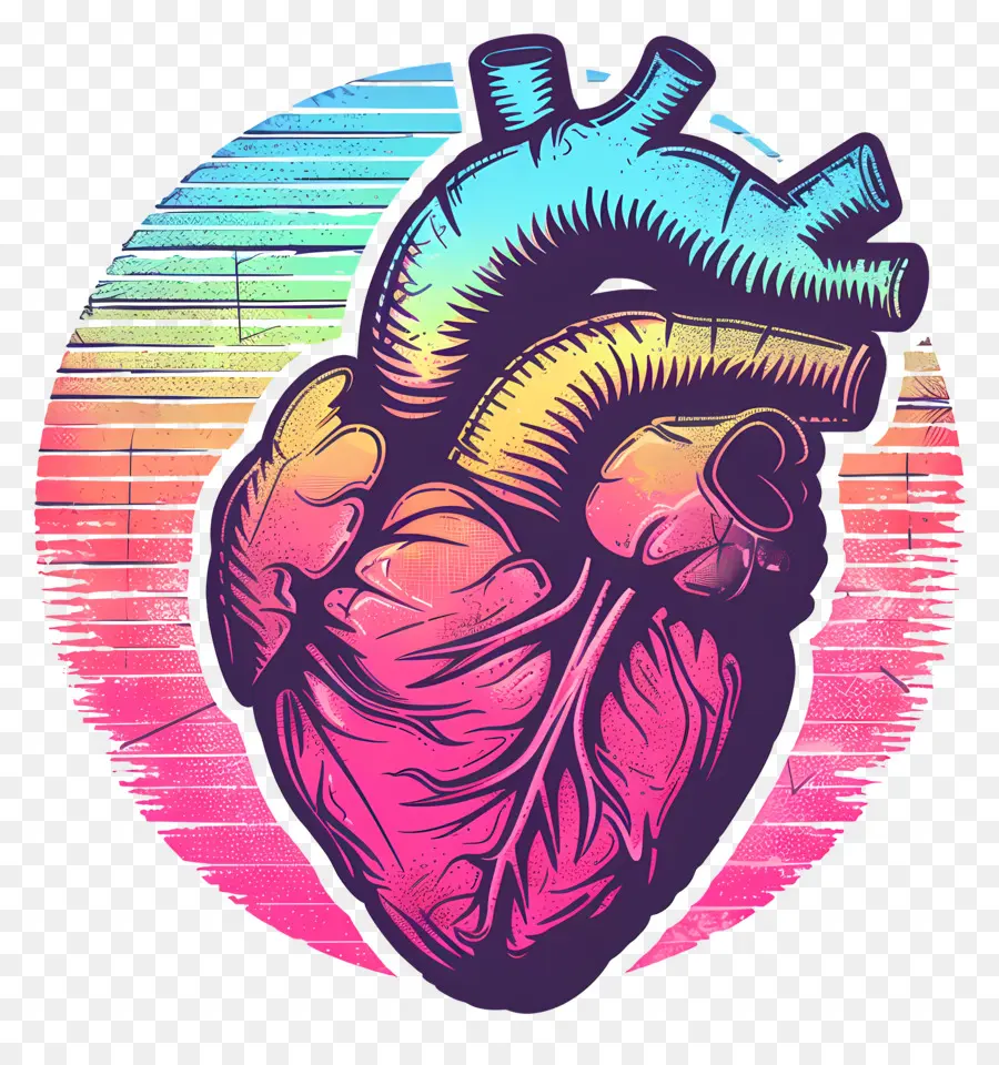 Vaporwave Heart，شكل قلب ، PNG