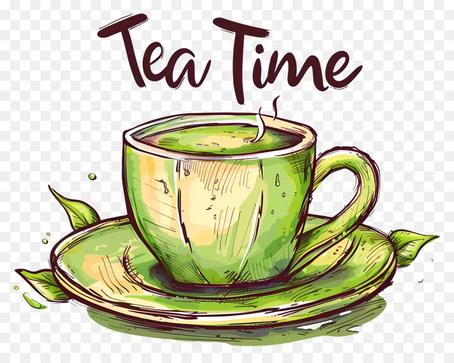 وقت الشاي，الشاي الأخضر PNG