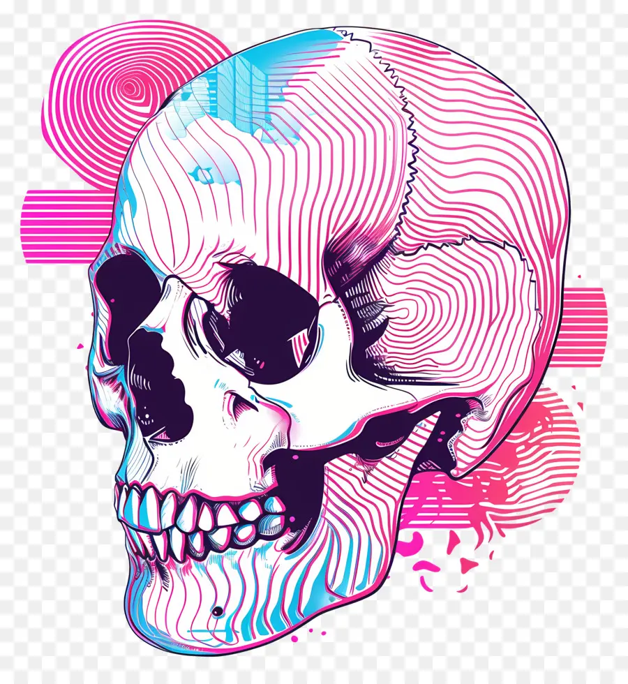 Skull Vaporwave，موجه تبخير PNG