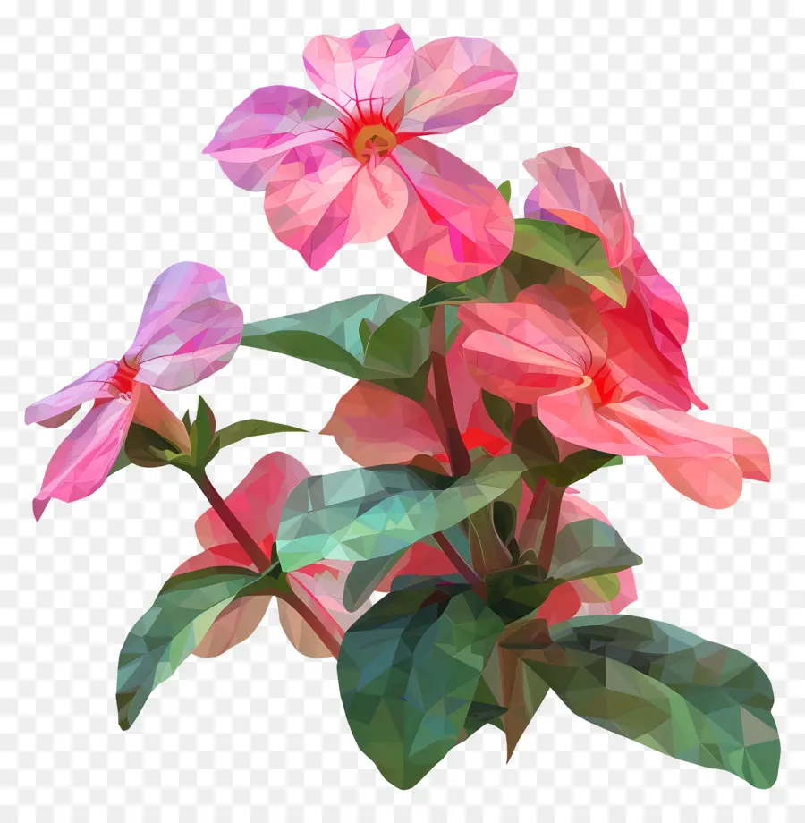 فن الزهور الرقمية，التوضيح ثلاثي الأبعاد PNG