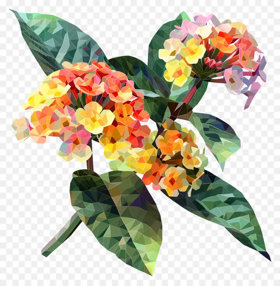 فن الزهرة الرقمية，زهور لانتانا PNG