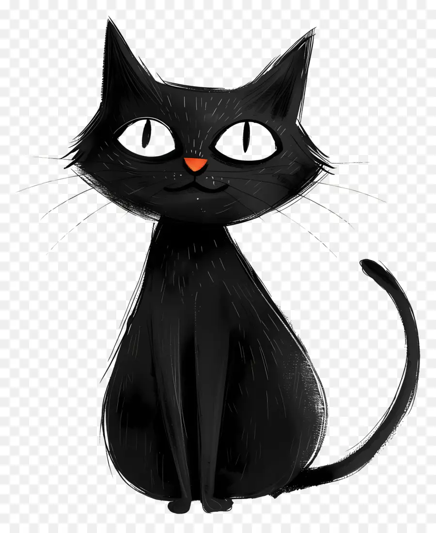 القط الأسود，عيون برتقالية PNG