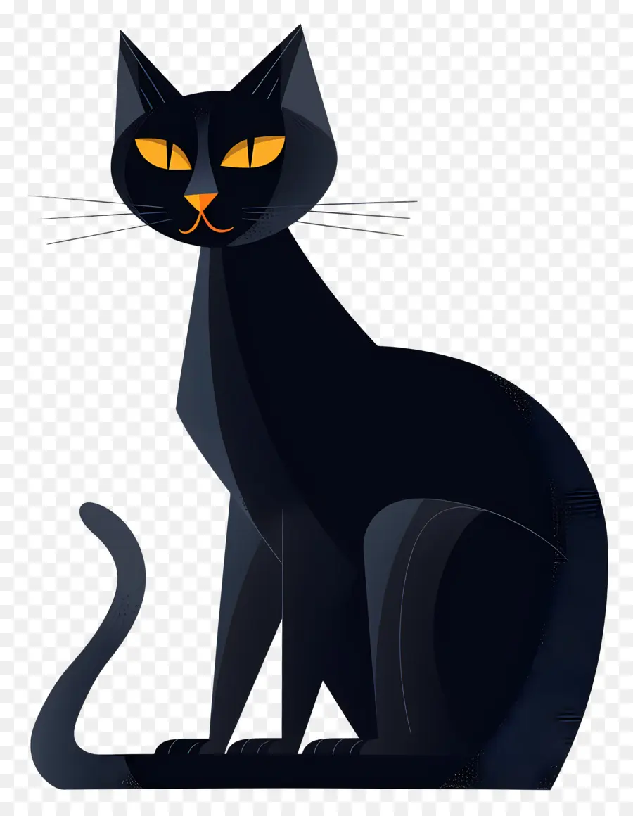 القط الأسود，عيون متوهجة PNG