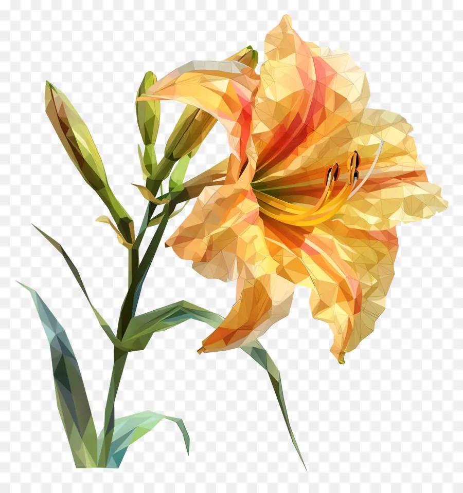 زهرة رقمية，الأصفر دايليلي PNG