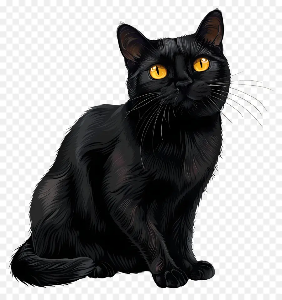 قط أسود，رقيق PNG