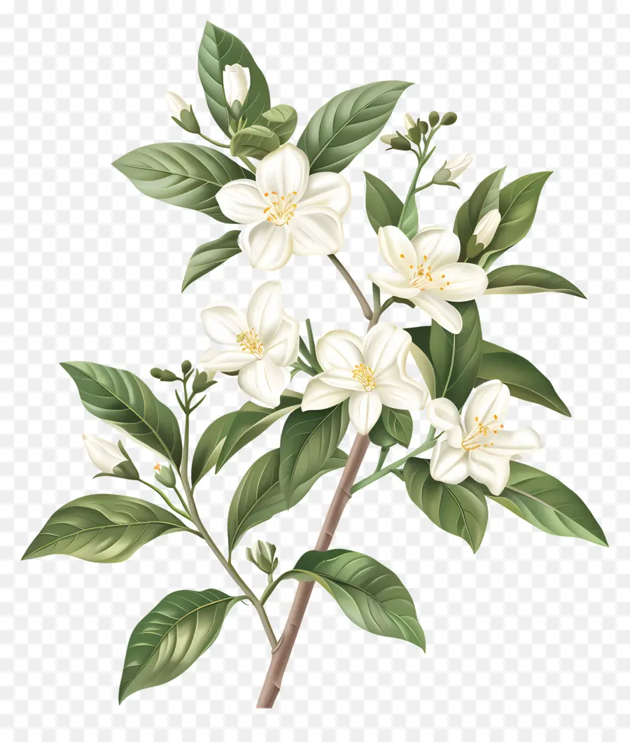 زهور الياسمين البيضاء，الشجرة المزهرة PNG