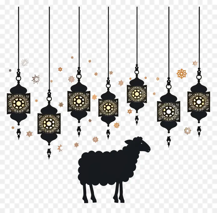 عيد الأضحى，الفوانيس والأغنام PNG