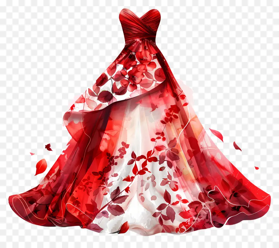فستان الزفاف الأحمر，فستان أحمر وأبيض PNG