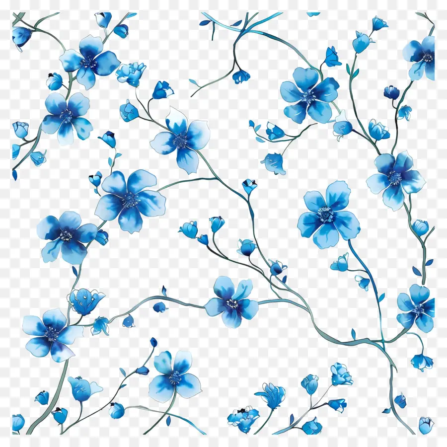 الزهور الزرقاء，اللوحة الرقمية PNG