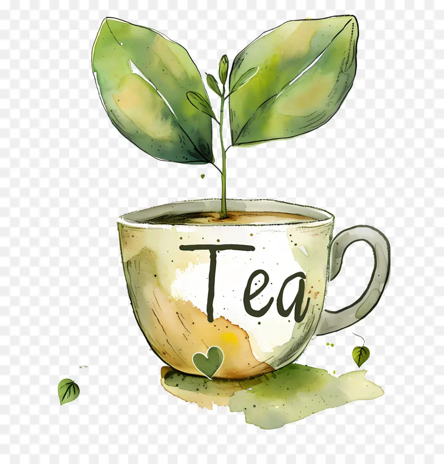 الشاي，الرسم بالألوان المائية PNG