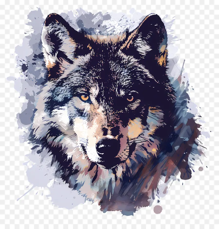 الذئب，ألوان مائية PNG