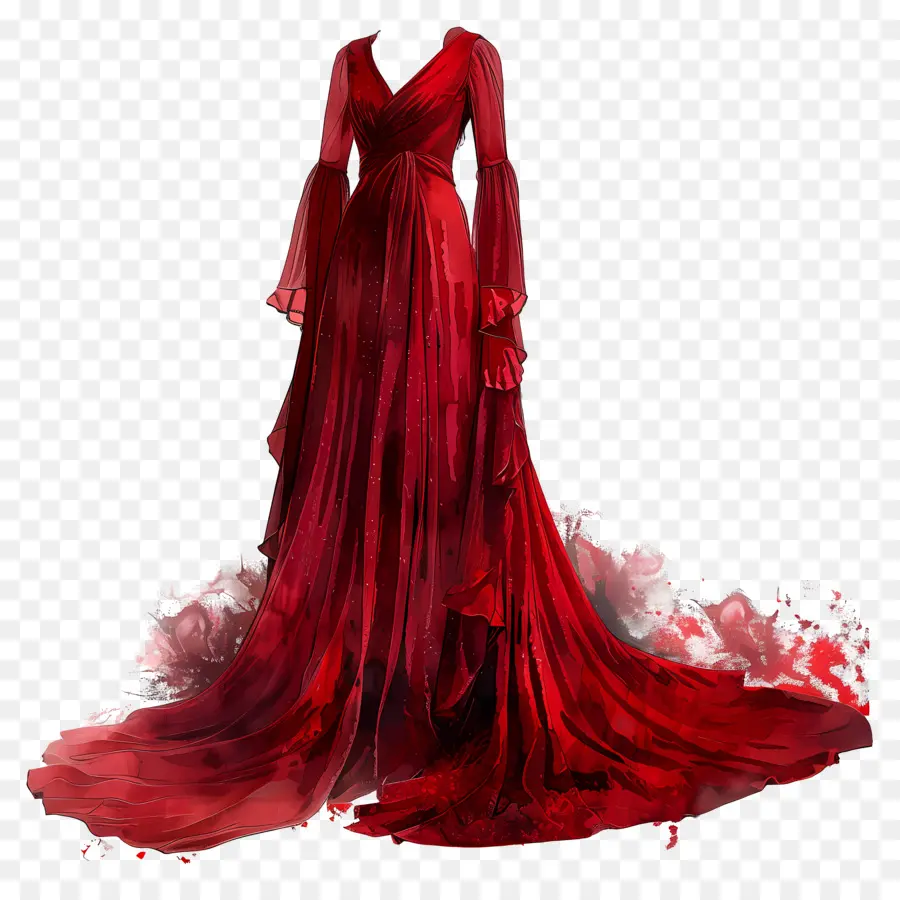 فستان الزفاف الأحمر，فستان السهرة الأحمر PNG