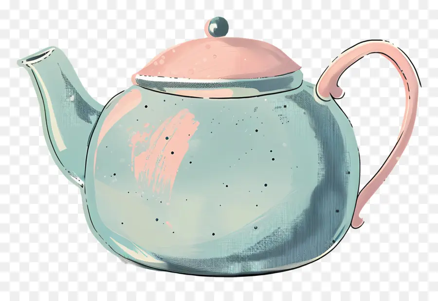 إبريق الشاي，الأزرق والوردي PNG