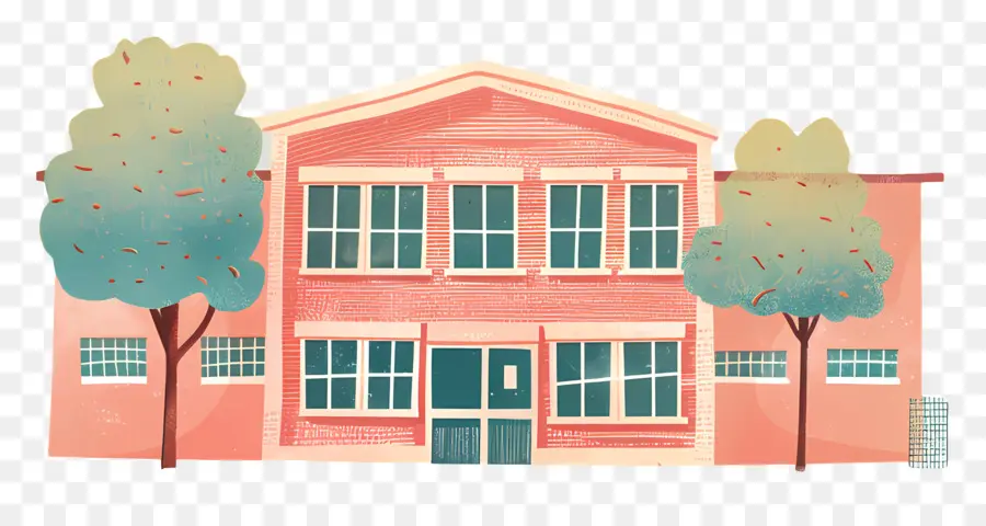 المدرسة，منزل من طابقين وردي PNG