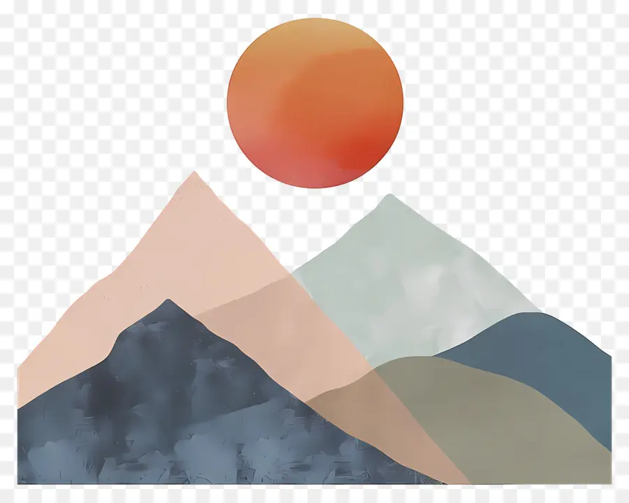 الجبال，شروق الشمس PNG