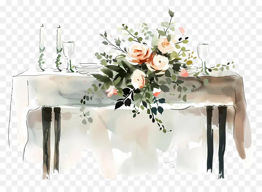 جدول الزفاف，الرسم بالألوان المائية PNG