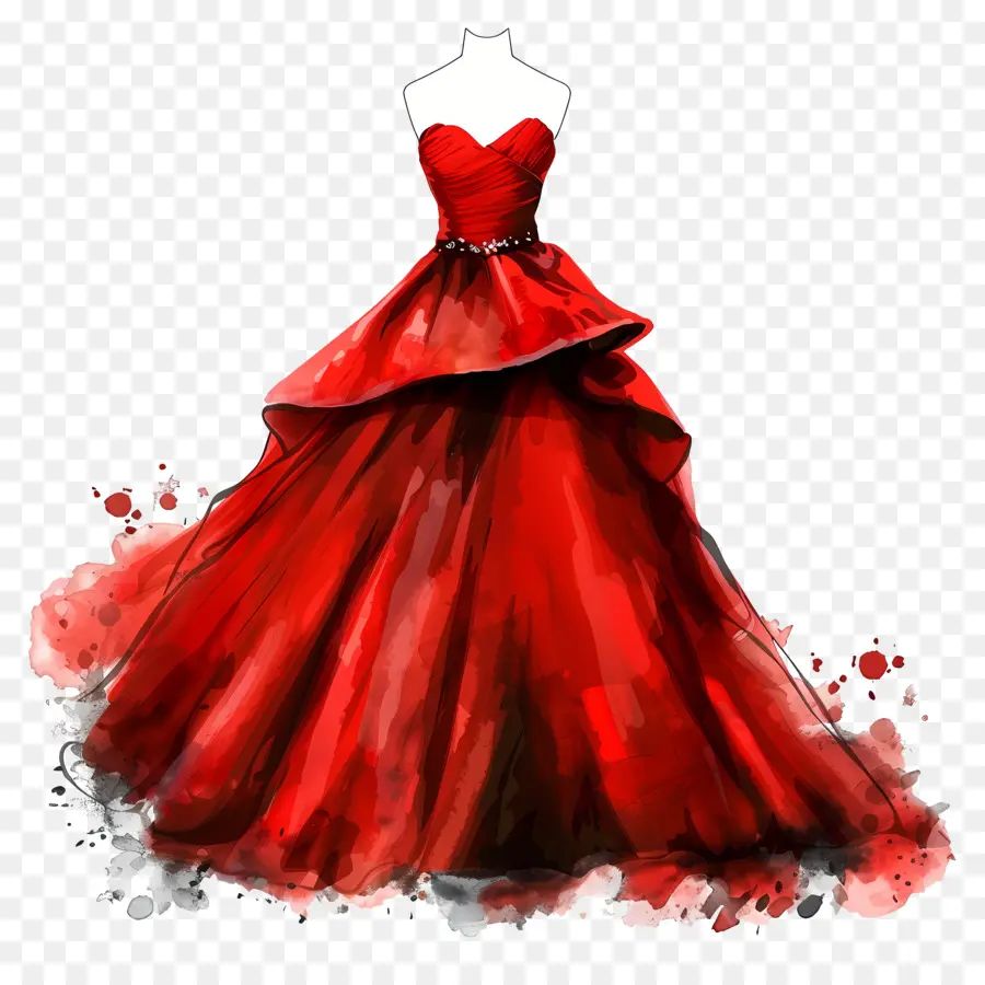 فستان الزفاف الأحمر，ثوب الكرة الحمراء PNG