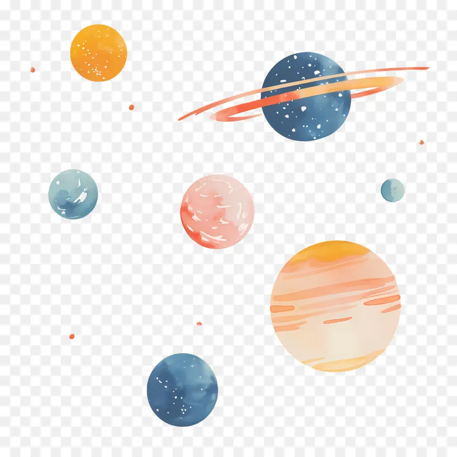 الكواكب，الرسم بالألوان المائية PNG